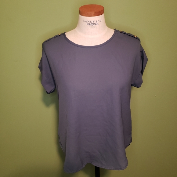 Light Navy Blue Chiffon Top M - Picture 1 of 3